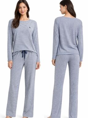 Ralph Lauren Navy Blue Stripe Long Sleeve Pajama Set